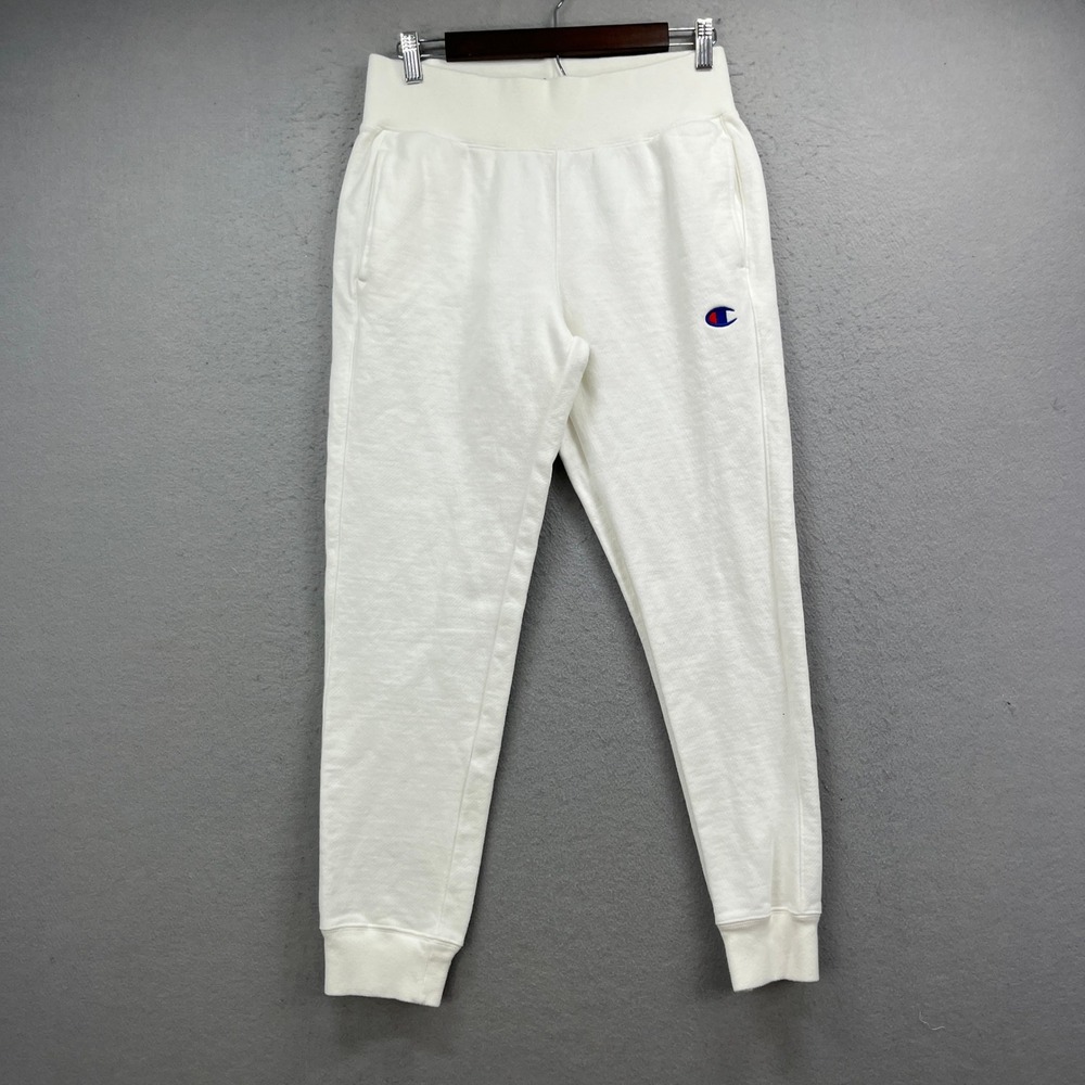Champion Sweatpants Mens M White Reverse Weave Jogger Fleece Active Athleisure